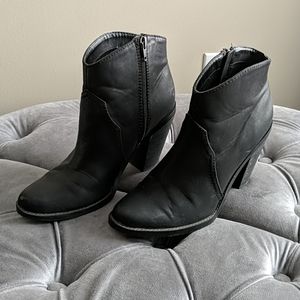 Dolce vita black high heel booties, side zip